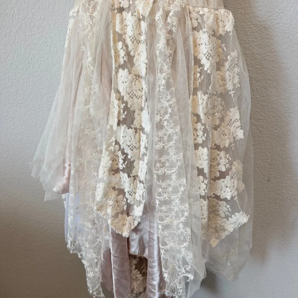 Chasing Fireflies Girls XXL 14 Lace Tulle High Low Dress Ivory Blush Boho